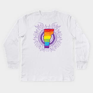 Vermont Mandala Pride Kids Long Sleeve T-Shirt